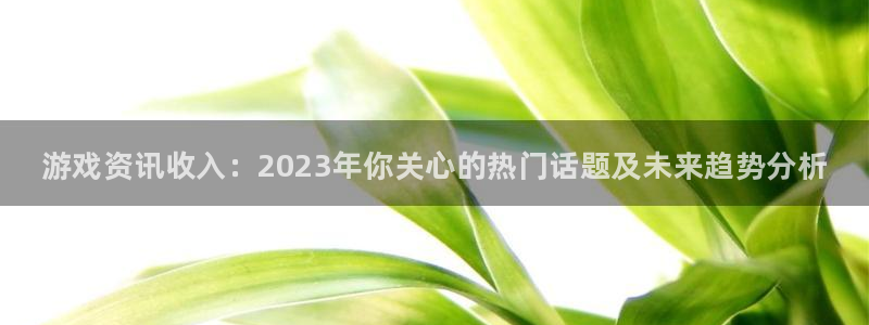 极悦娱乐直属：游戏资讯收入：2023年你关心的热门话题及未来